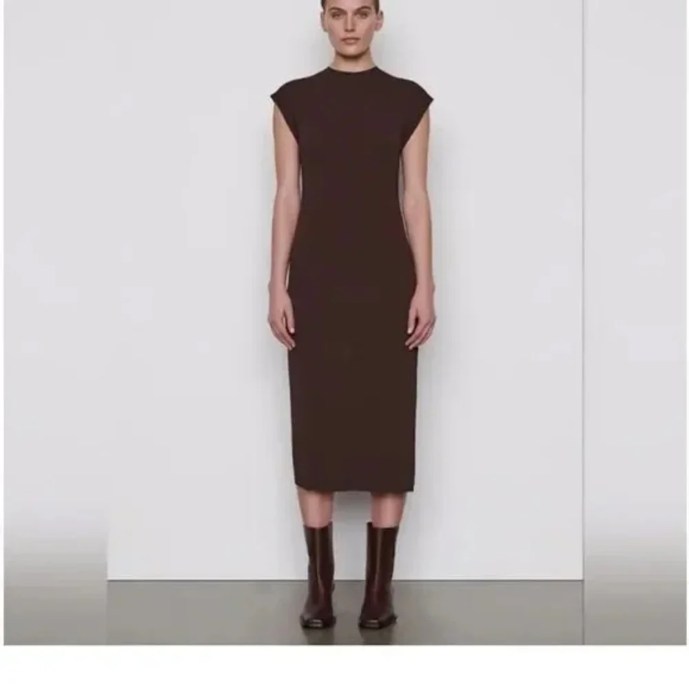 Frame Muscle Crew Organic Cotton Sleeveless Maxi Dress in Dark Chocolate Medium - Picture 1 of 11